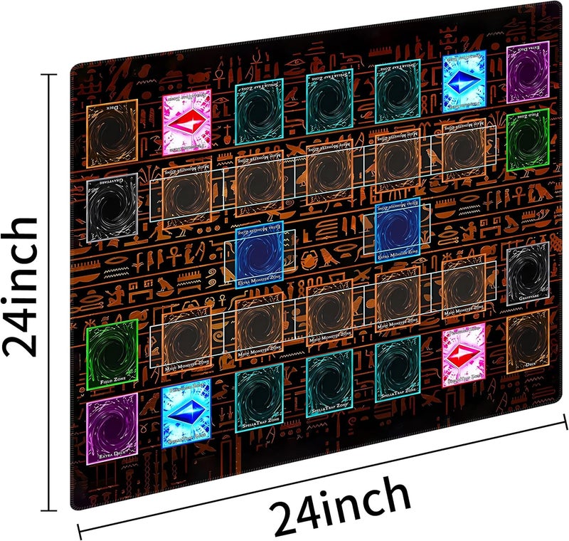 Extalas Stitched for Yugioh Playmat, 2-Player, Master Rule Duel Field Zones, Large Card Game Mat, Original Art Designs & Accessories (Egypt) - Image 2
